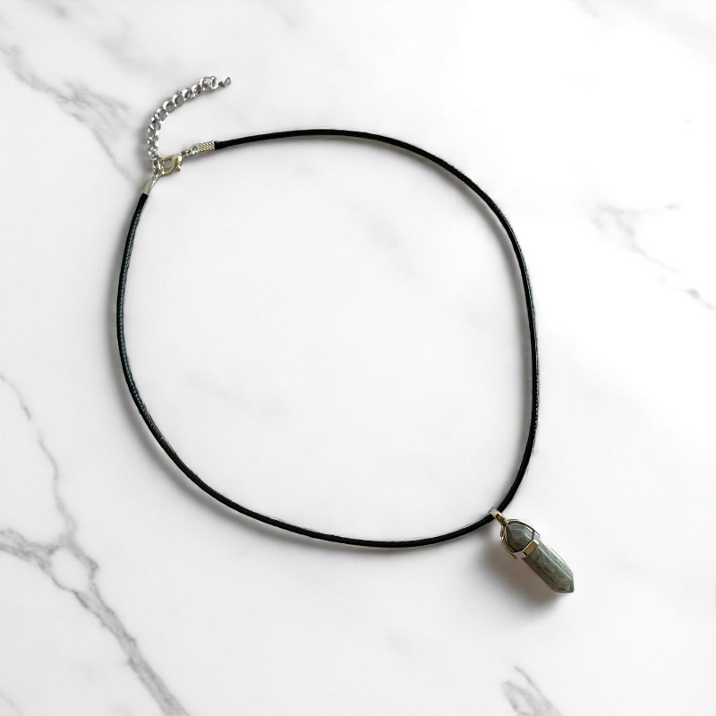 Creativity Pencil Necklace | Grey Picasso Jasper - For Kids | Includes: Necklace