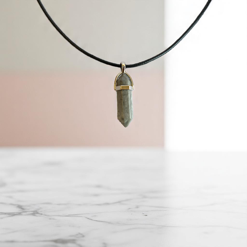 Creativity Pencil Necklace | Grey Picasso Jasper - For Kids | Includes: Necklace