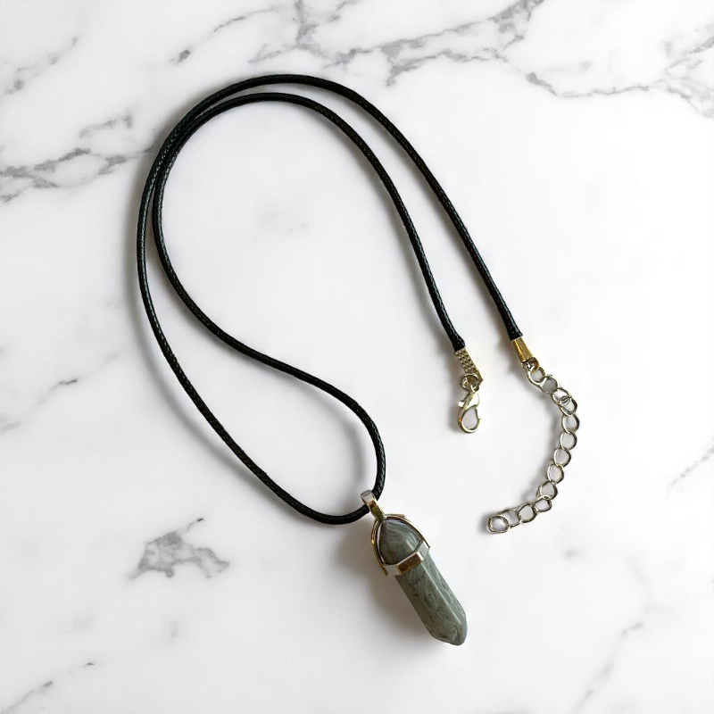 Creativity Pencil Necklace | Grey Picasso Jasper - For Kids | Includes: Necklace