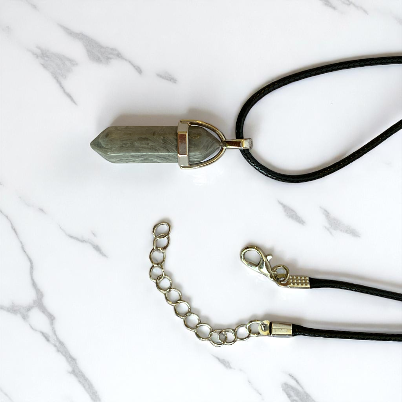 Creativity Pencil Necklace | Grey Picasso Jasper - For Kids | Includes: Necklace