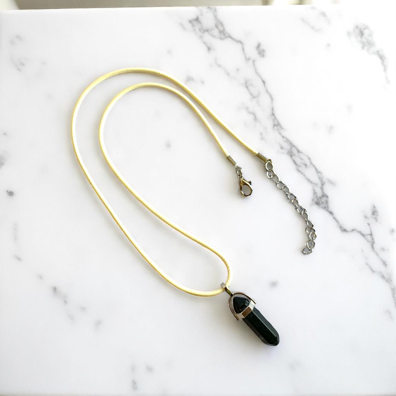 Shielding Pencil Necklace | Black Obsidian - For Kids | Includes: Necklace