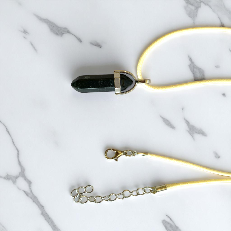 Shielding Pencil Necklace | Black Obsidian - For Kids | Includes: Necklace
