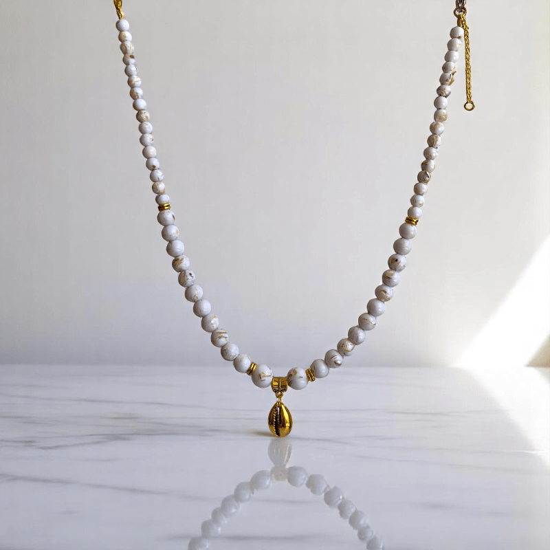 Ocean Whisper Set | Mother of Pearl Stone - For Women | Includes: Necklace, Bracelet