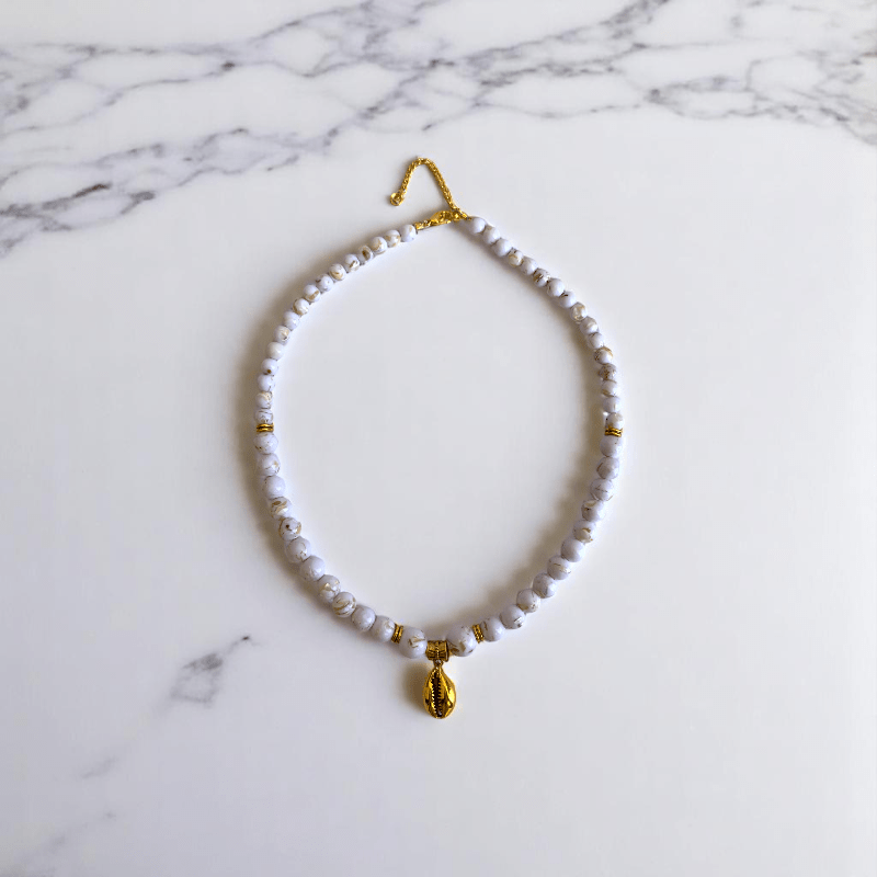 Ocean Whisper Set | Mother of Pearl Stone - For Women | Includes: Necklace, Bracelet