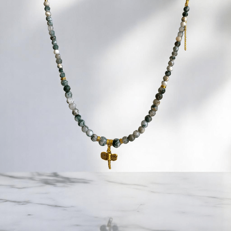 Natural Tranquility Set | Tree Agate Stone - For Women | Includes: Necklace, Bracelet
