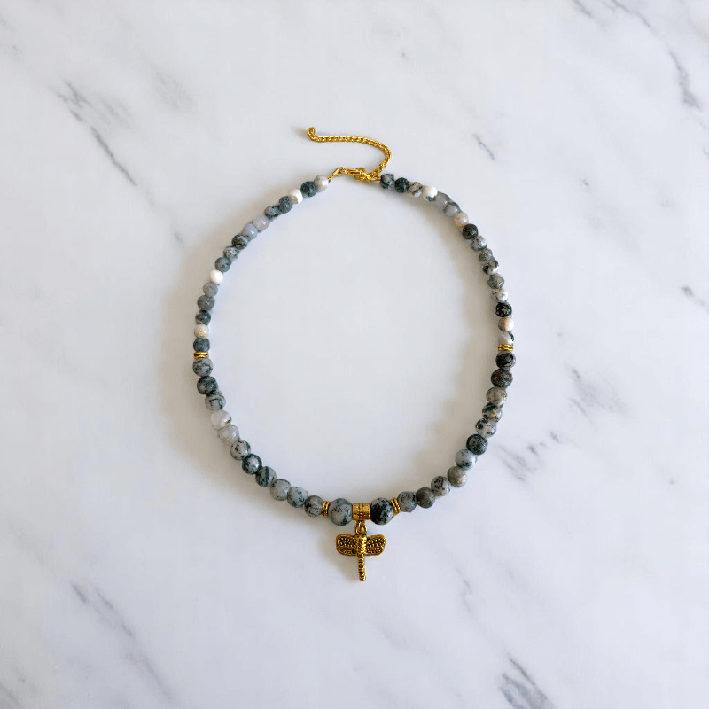 Natural Tranquility Set | Tree Agate Stone - For Women | Includes: Necklace, Bracelet