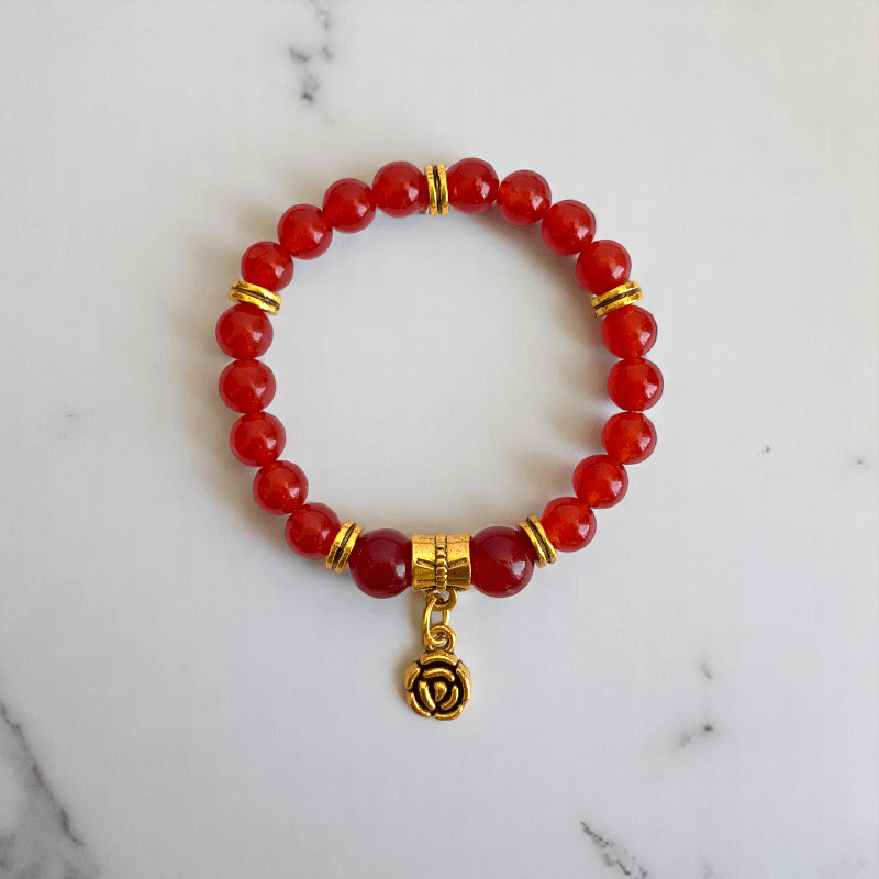 Hearted Rose Set | Red Onyx Stone - For Women | Includes: Necklace, Bracelet