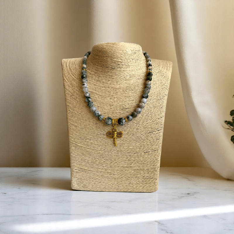 Natural Tranquility Set | Tree Agate Stone - For Women | Includes: Necklace, Bracelet