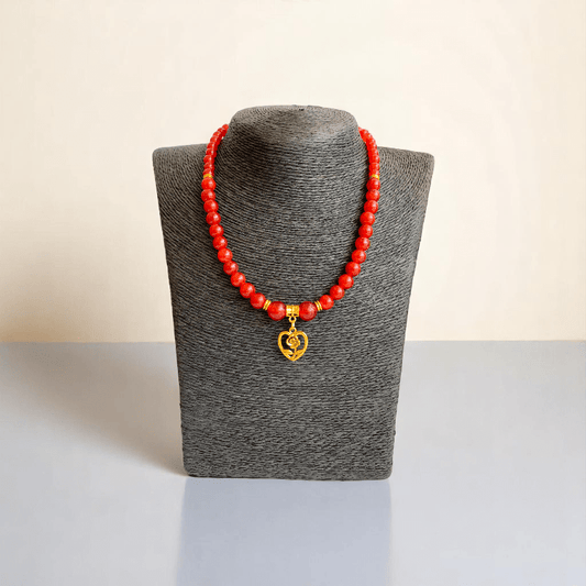 Hearted Rose Set | Red Onyx Stone - For Women | Includes: Necklace, Bracelet