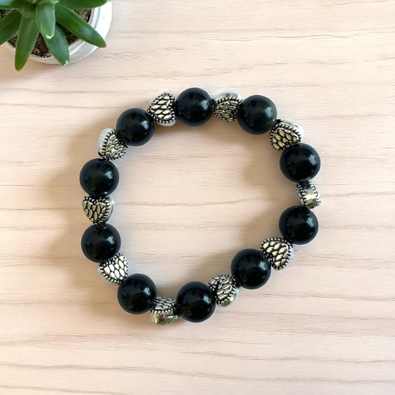 Protective Obsidian Bracelet | Black Obsidian - For Kids Girls | Includes: Bracelet