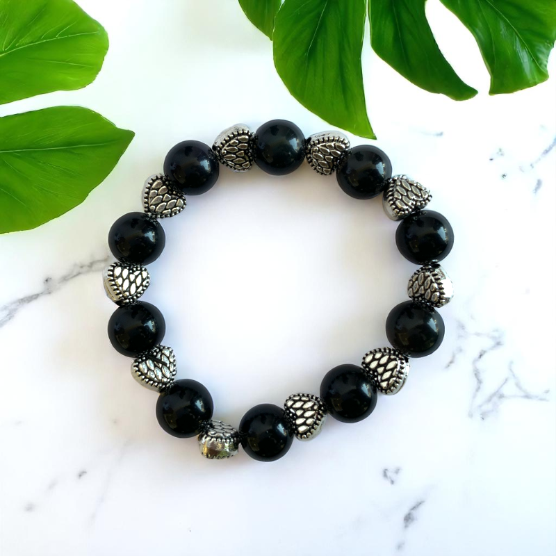 Protective Obsidian Bracelet | Black Obsidian - For Kids Girls | Includes: Bracelet