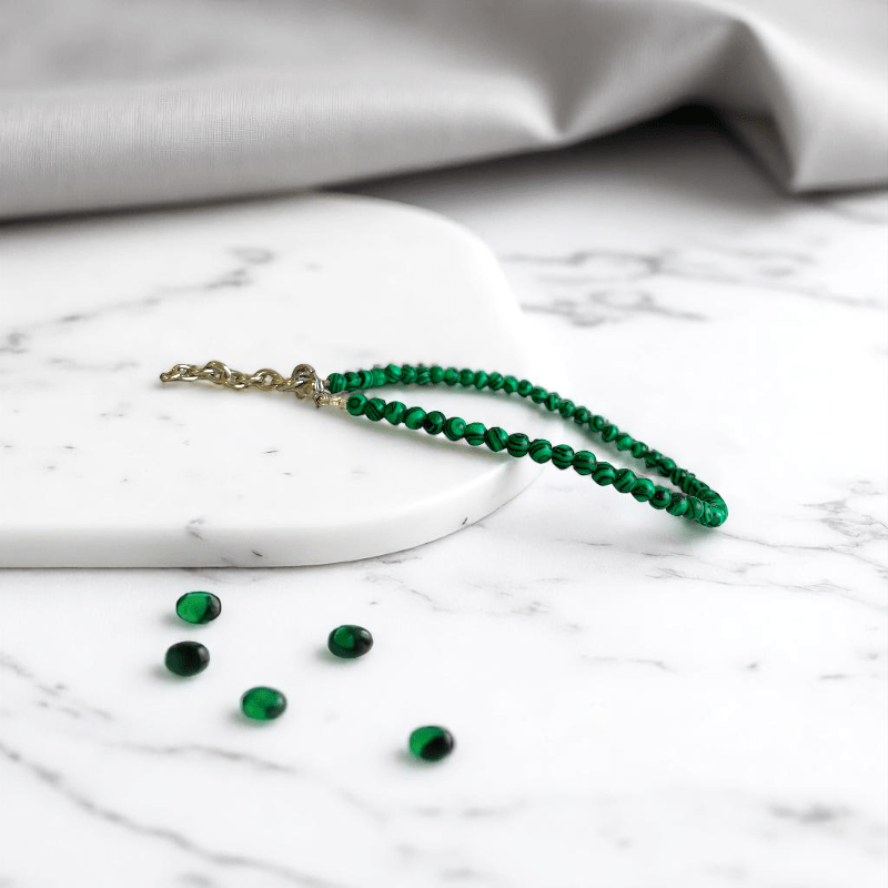 Gem Dust Anklet | Malachite Stone - For Women | Includes: Anklet