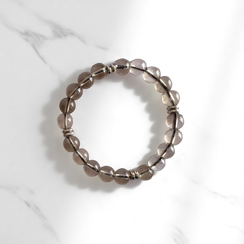 Strength Bracelet Set | Smokey & Black Obsidian - For Unisex | Includes: Bracelets (Set of 2)