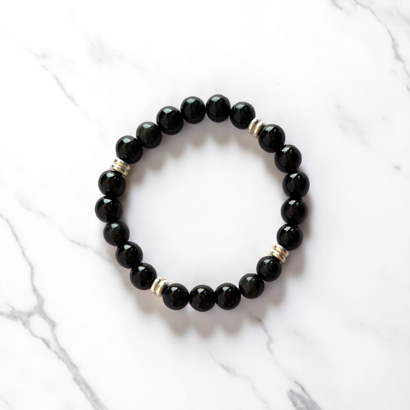 Protective Bracelet Set | Black Obsidian & Rutile - For Unisex | Includes: Bracelets (Set of 2)
