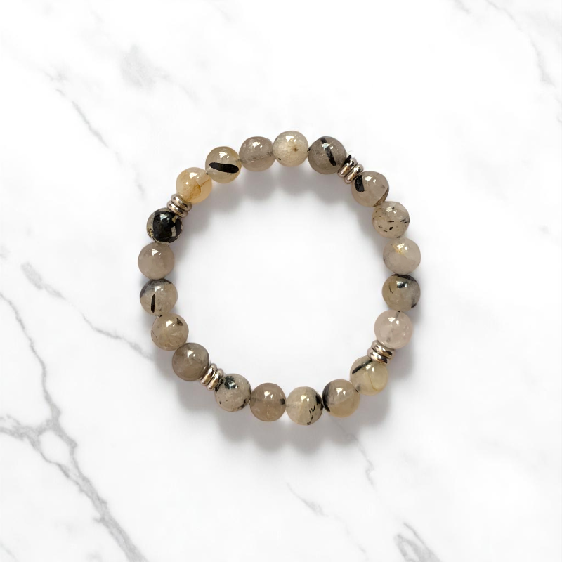 Protective Bracelet Set | Black Obsidian & Rutile - For Unisex | Includes: Bracelets (Set of 2)