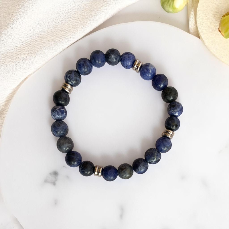Wise Bracelet Set | Black Obsidian & Sodalite - For Unisex | Includes: Bracelets (Set of 2)