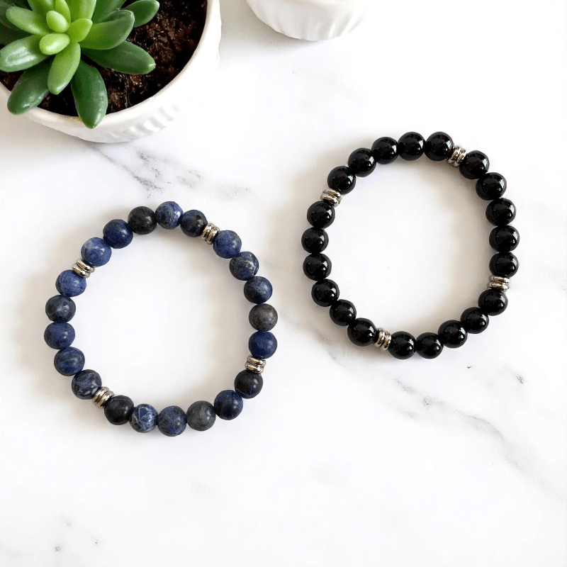 Dual Harmony Bracelets | Obsidian & Sodalite - For All | Includes: Bracelets (Set of 2)