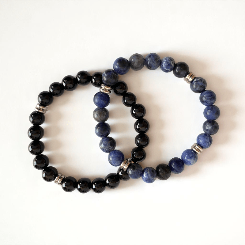 Dual Harmony Bracelets | Obsidian & Sodalite - For All | Includes: Bracelets (Set of 2)