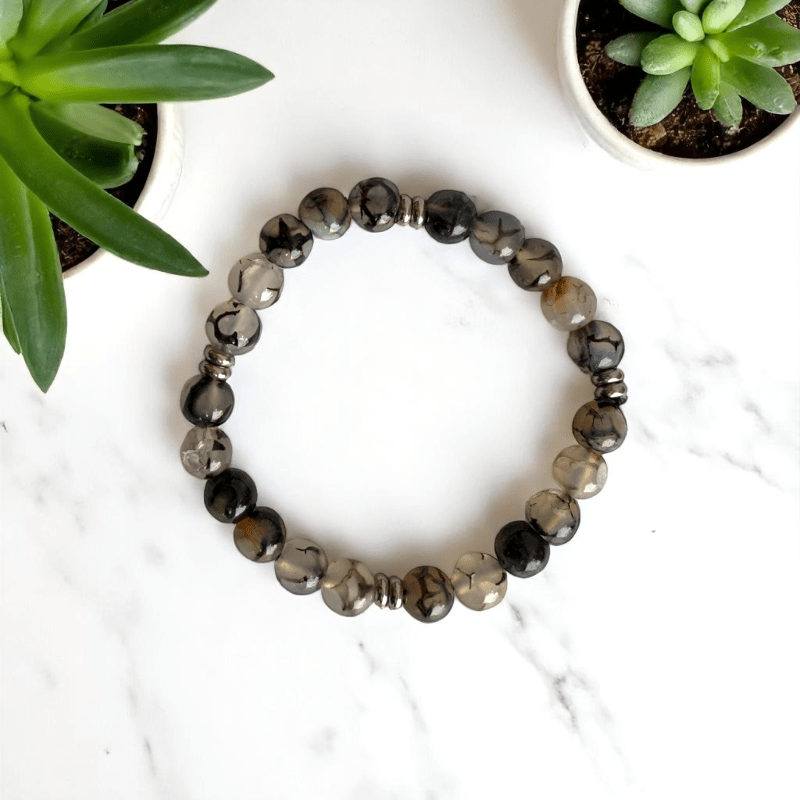 Gemstone Grace Bracelets | Obsidian & Agate - For All | Includes: Bracelets (Set of 2)