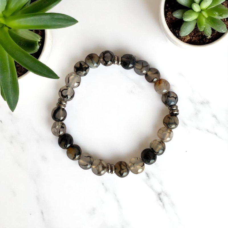 Mystic Bracelet Set | Black Obsidian & Dragon Vein - For Unisex | Includes: Bracelets (Set of 2)