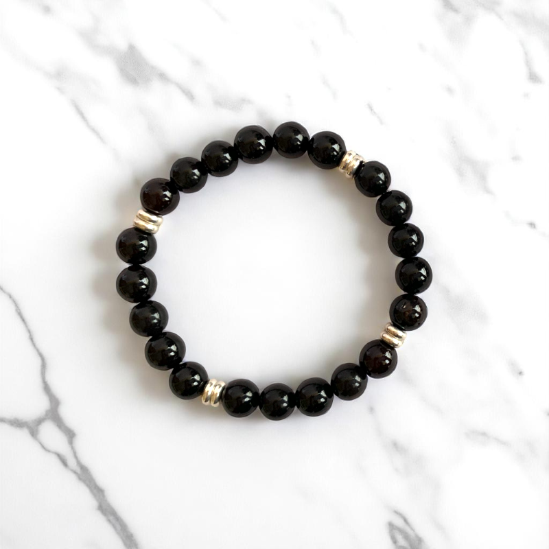 Courage Bracelet Set | Obsidian & Red Tiger Eye - For Unisex | Includes: Bracelets (Set of 2)