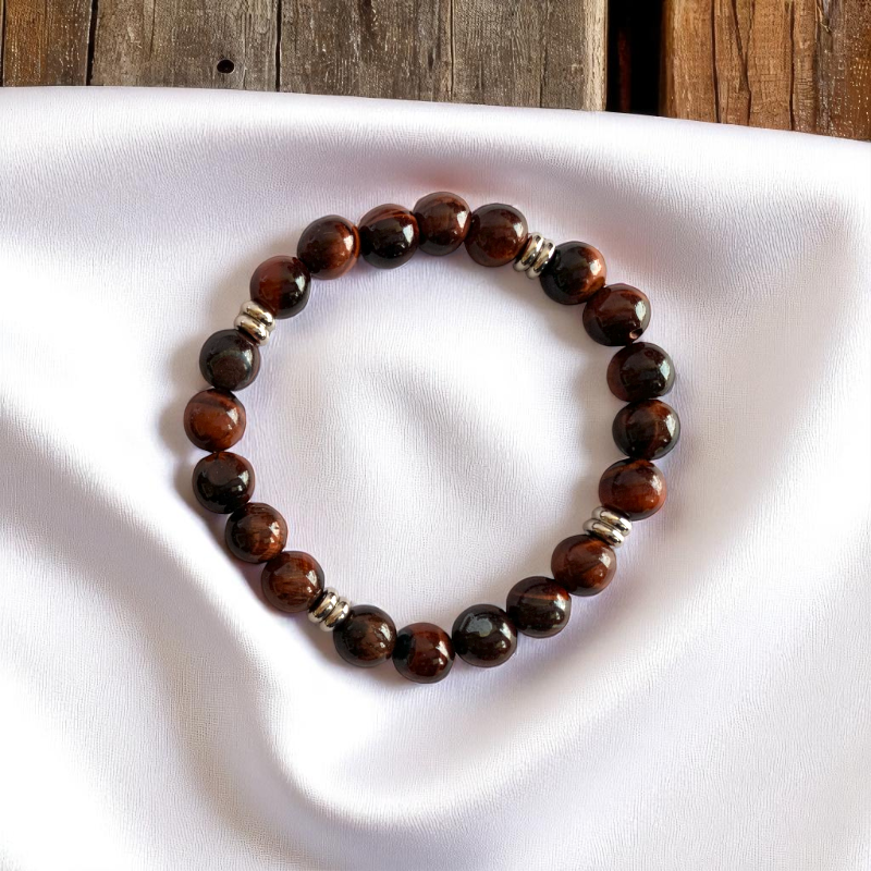 Courage Bracelet Set | Obsidian & Red Tiger Eye - For Unisex | Includes: Bracelets (Set of 2)