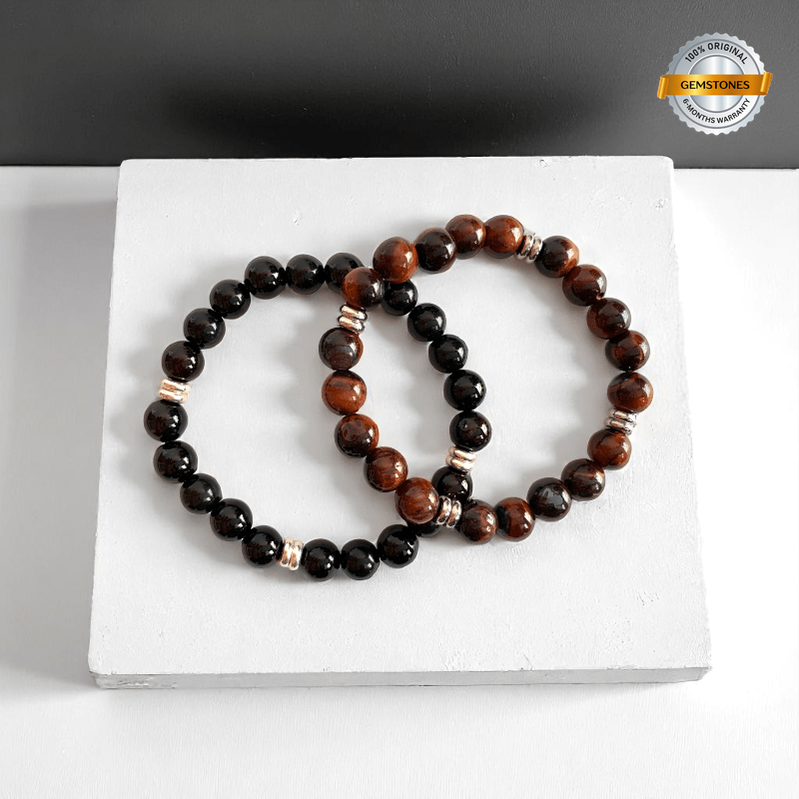 Grounded Power Bracelets | Black Obsidian & Red Tiger Eye - For All | Includes: Bracelets (Set of 2)