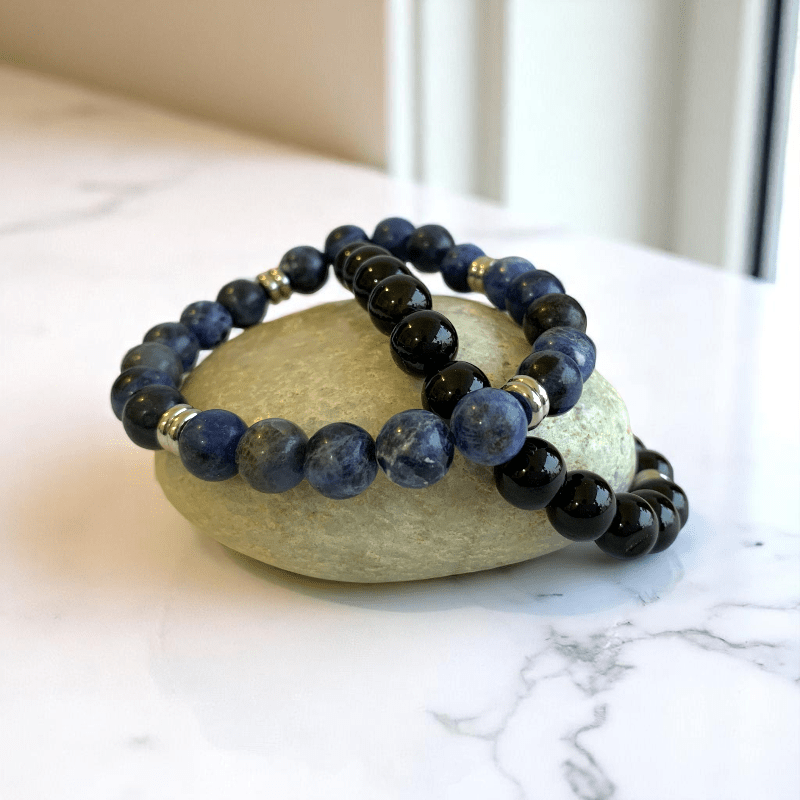 Dual Harmony Bracelets | Obsidian & Sodalite - For All | Includes: Bracelets (Set of 2)