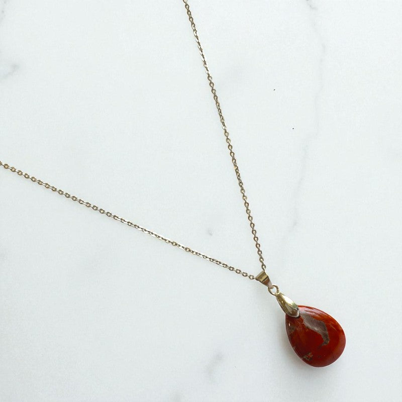 Terra Grace Necklace | Mahogany Jasper Stone & PVD plated Stainless Steel - For Women | Includes: Necklace