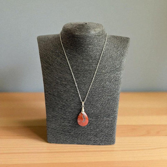 Terra Grace Necklace | Mahogany Jasper Stone & PVD plated Stainless Steel - For Women | Includes: Necklace
