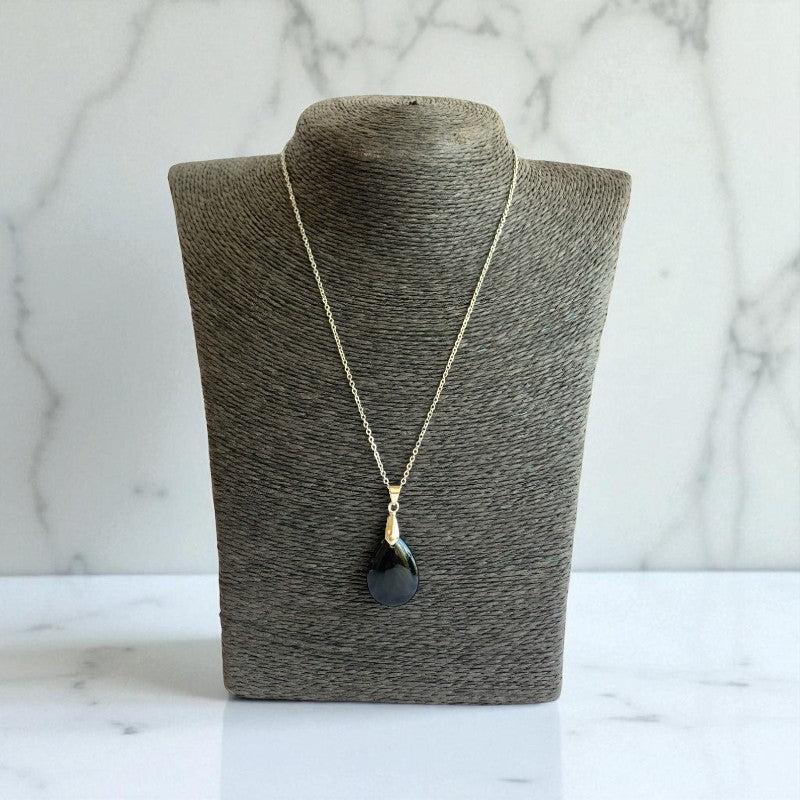 Obsidian Grace Necklace | Black Obsidian & PVD plated Stainless Steel - For Women | Includes: Necklace