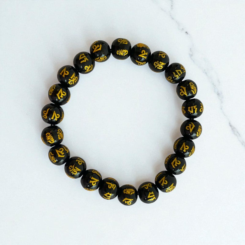 Mystic Bracelet | Black Om Mani - For Unisex | Includes: Bracelet