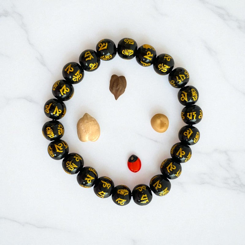 Mystic Bracelet | Black Om Mani - For Unisex | Includes: Bracelet