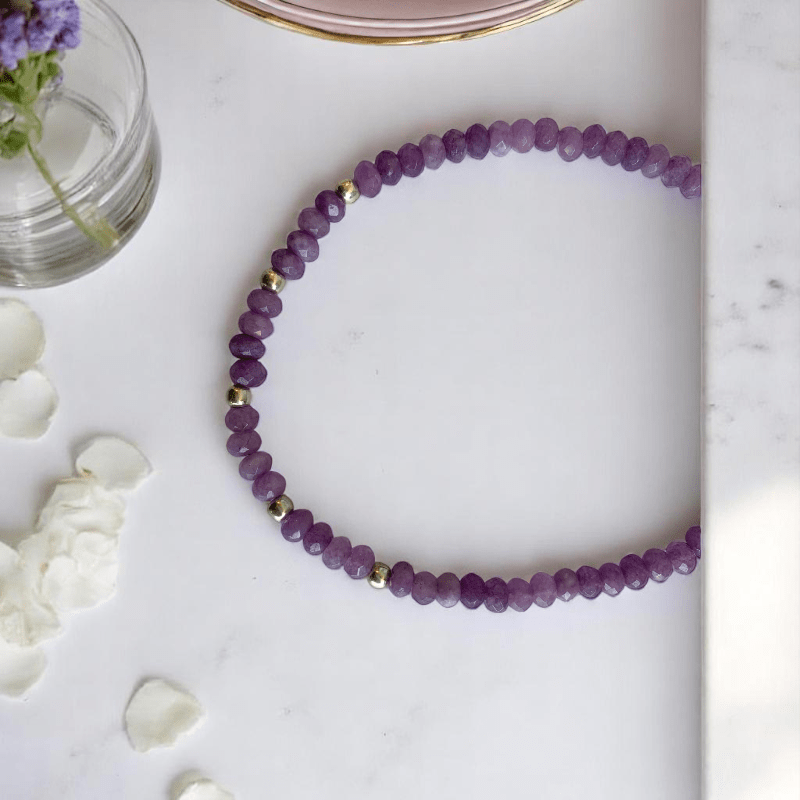 Bold Bloom Anklet | 925 Silver & Amethyst Stone - For Women | Includes: Anklet