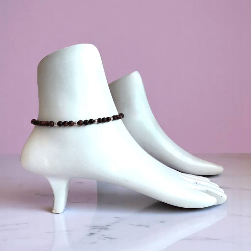 Blazing Aura Anklet | 925 Silver & Tiger Eye Stone - For Women | Includes: Anklet
