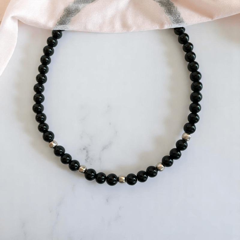 Black Mirage Anklet | 925 Silver & Obsidian Stone - For Women | Includes: Anklet