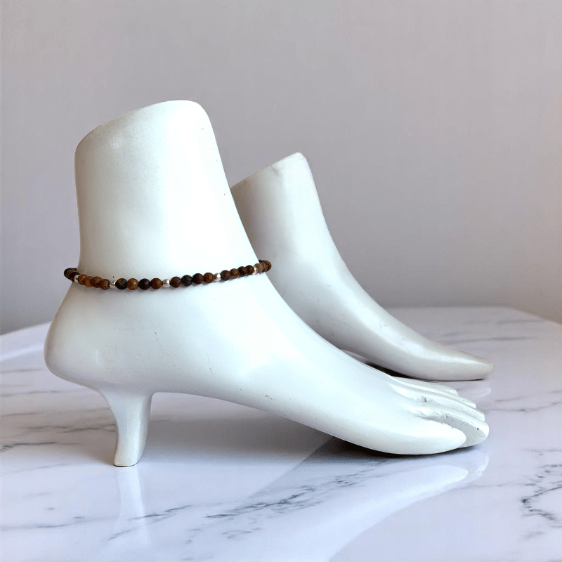 Island Glow Anklet | 925 Silver & Jasper Stone - For Women | Includes: Anklet
