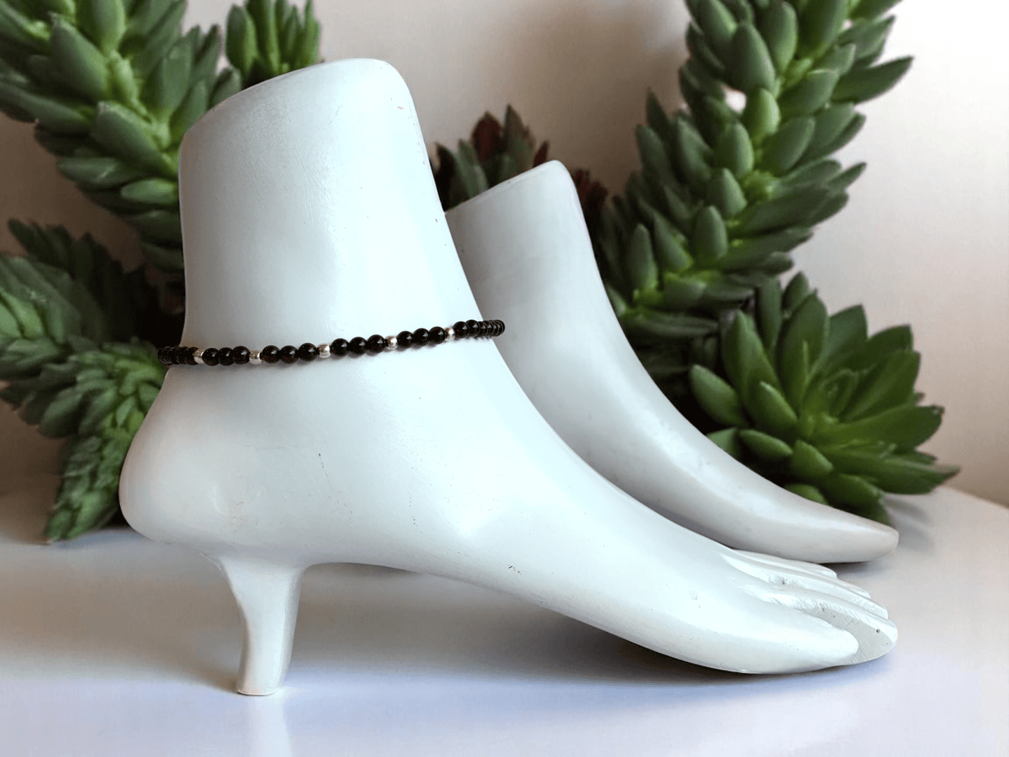 Rich Garnet Anklet | 925 Silver & Garnet - For Women | Includes: Anklet