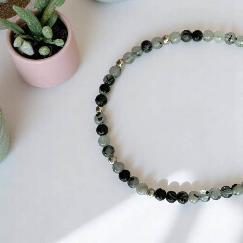 Pebble Path Anklet | 925 Silver & Rutile Stone - For Women | Includes: Anklet