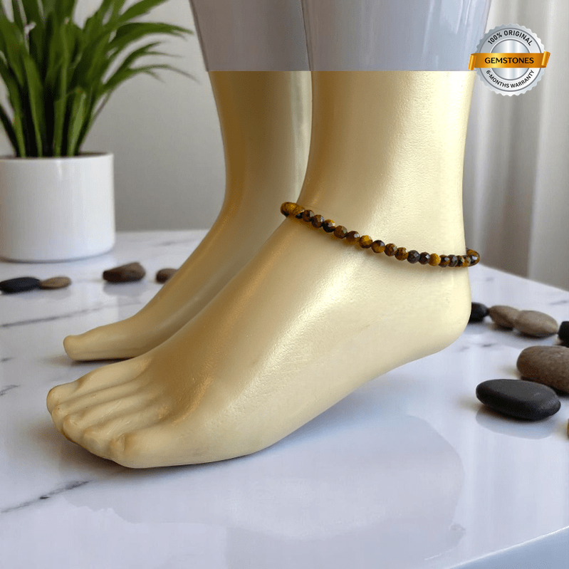 Bold Tiger Eye Anklet | Tiger Eye Stone - For Girl Kids | Includes: Anklet