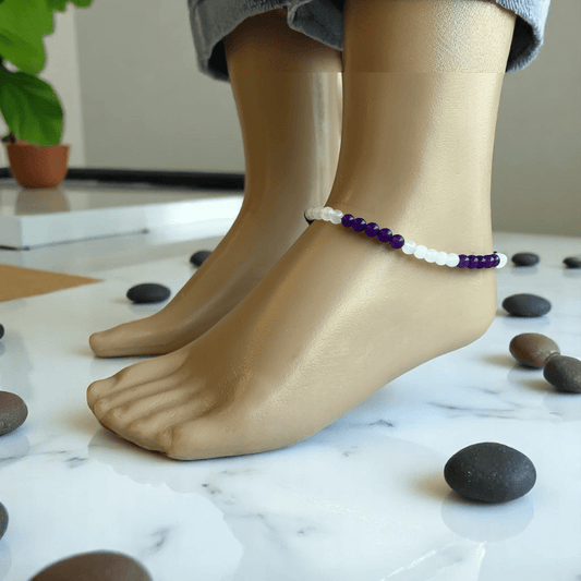 Brave Steps Anklet | Amethyst & Crystal Stone - For Girl Kids | Includes: Anklet