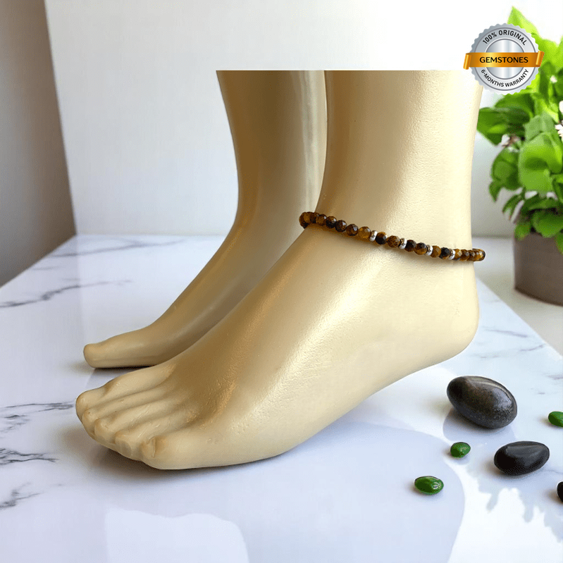 Tiny Tiger Anklet | Tiger Eye Stone - For Girl Kids | Includes: Anklet