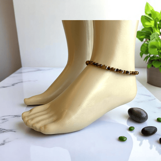 Tiny Tiger Anklet | Tiger Eye Stone - For Girl Kids | Includes: Anklet