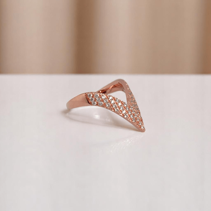 Rosy Spike Ring | 925 Silver, Rose Gold Plating & Zircon - For Women | Includes: Ring