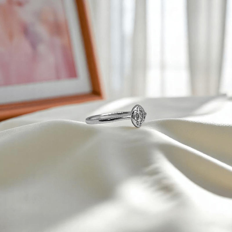 Graceful Ovate Ring | 925 Silver & Zircon - For Women | Includes: Ring