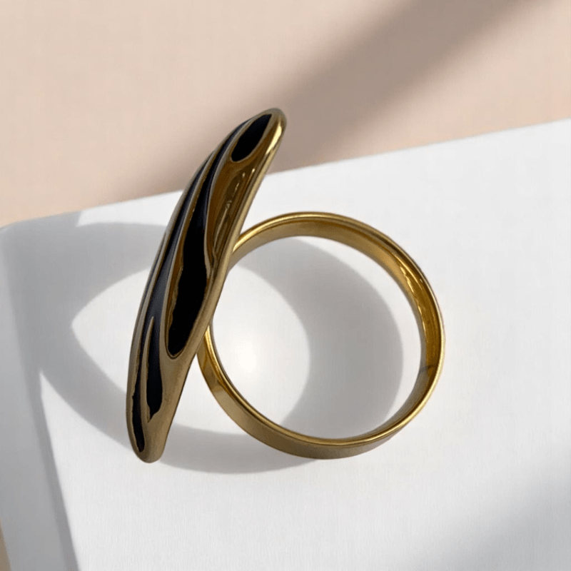 Noir Prism Set | PVD 18k Gold Plated - For Women | Includes: Necklace, Bracelet, Earrings, Ring
