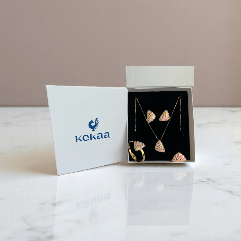 Blush Prism Set | PVD 18k Gold Plated - For Women | Includes: Necklace, Bracelet, Earrings, Ring