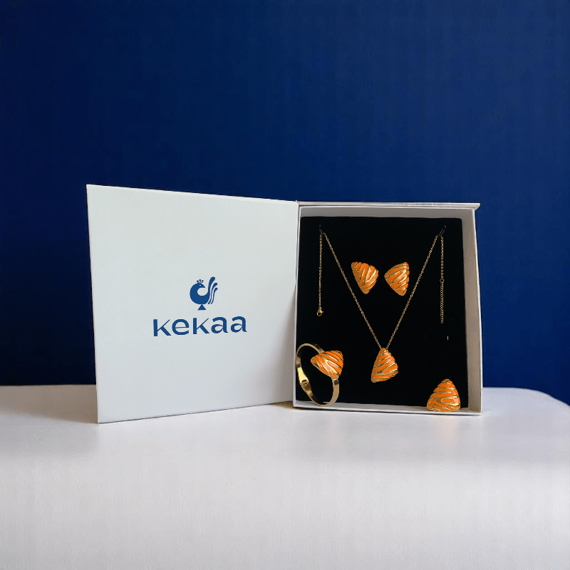 Luminous Prism Set | PVD 18k Gold Plated - For Women | Includes: Necklace, Bracelet, Earrings, Ring