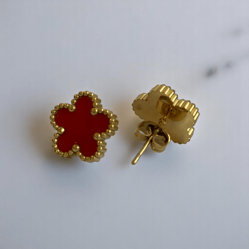 Crimson Floral Set | PVD 18K Gold Plated, Stainless Steel - For Women | Includes: Necklace, Bracelet, Earrings