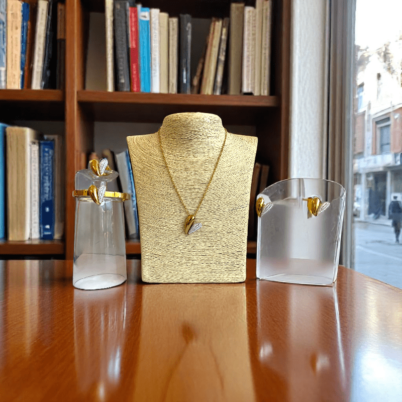 Amour Glow Set | PVD 18K Gold Plated, Water Proof- For Women | Includes: Necklace, Bracelet, Earrings, Ring